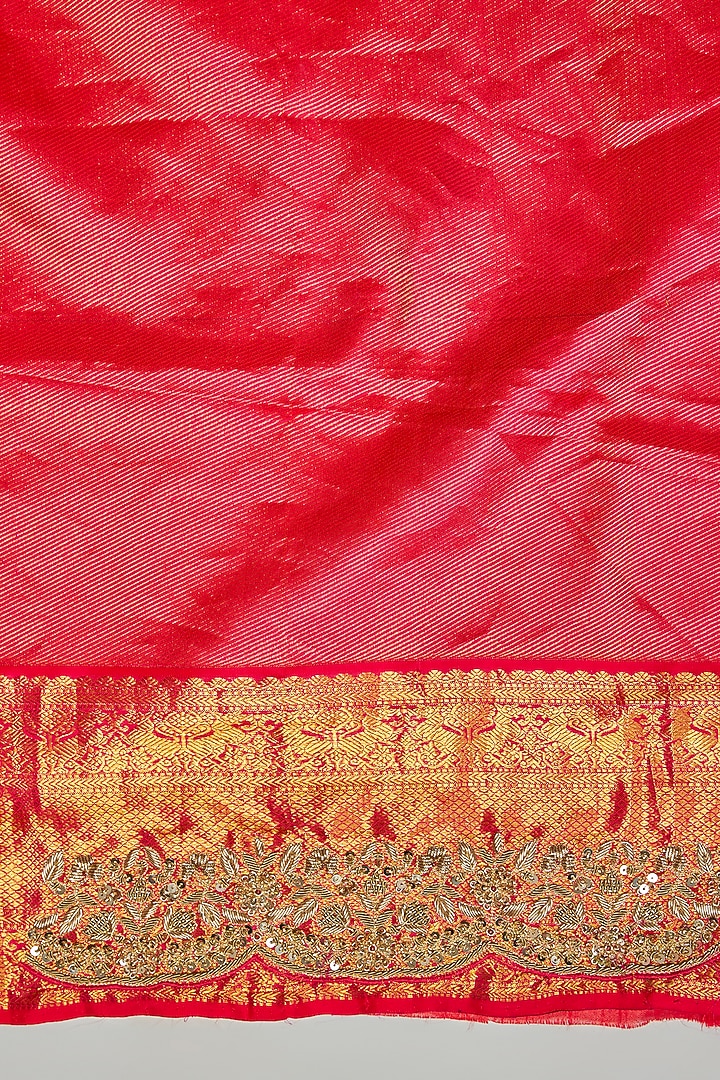 Orange Kanjivaram Silk Reception Saree Set by TATWAMM By Abhishek & Vinita at Pernia's Pop Up Shop