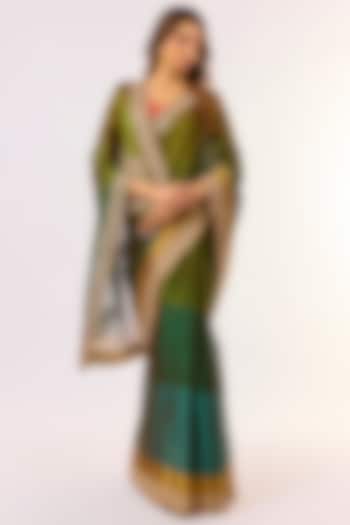 Green Tissue Zardosi Work Wedding Saree Set by TATWAMM Couture at Pernia's Pop Up Shop