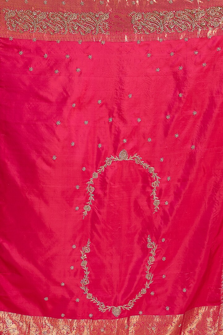 Deep Pink Kanjivaram Silk Wedding Saree Set by TATWAMM By Abhishek & Vinita at Pernia's Pop Up Shop