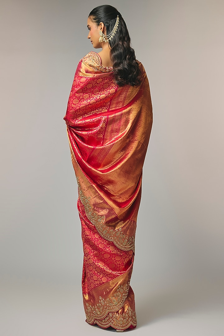 Deep Pink Kanjivaram Wedding Saree Set by TATWAMM By Abhishek & Vinita at Pernia's Pop Up Shop