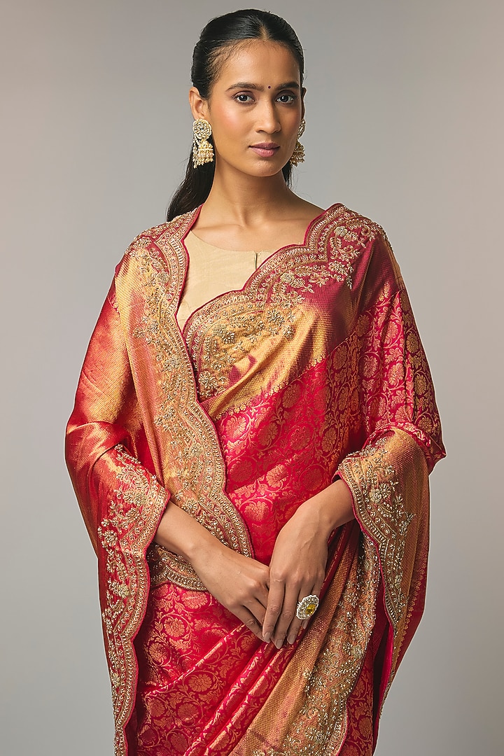 Deep Pink Kanjivaram Wedding Saree Set by TATWAMM By Abhishek & Vinita at Pernia's Pop Up Shop