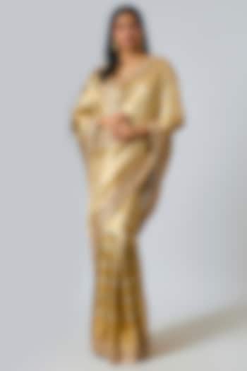 Gold & Silver Silk Zardosi Work Kanjivaram Wedding Saree Set by TATWAMM Couture at Pernia's Pop Up Shop