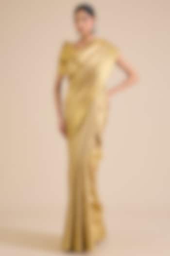 Light Gold Kanjivaram Wedding Saree Set by TATWAMM By Abhishek & Vinita at Pernia's Pop Up Shop