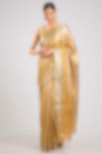 Gold Kanjeevaram Silk Party Wear Saree Set by TATWAMM By Abhishek & Vinita at Pernia's Pop Up Shop