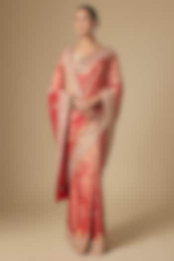 Red Kanchivaram Handwork Reception Saree Set by TATWAMM By Abhishek & Vinita at Pernia's Pop Up Shop