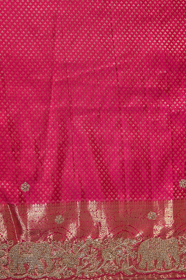 Pink Pochampally Ikkat Handwork Reception Saree Set by TATWAMM By Abhishek & Vinita at Pernia's Pop Up Shop