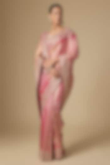 Red & Rani Pink Kanchivaram Handwork Reception Saree Set by TATWAMM By Abhishek & Vinita at Pernia's Pop Up Shop