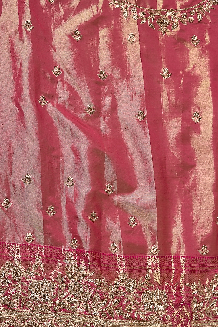 Red & Rani Pink Kanchivaram Handwork Reception Saree Set by TATWAMM By Abhishek & Vinita at Pernia's Pop Up Shop