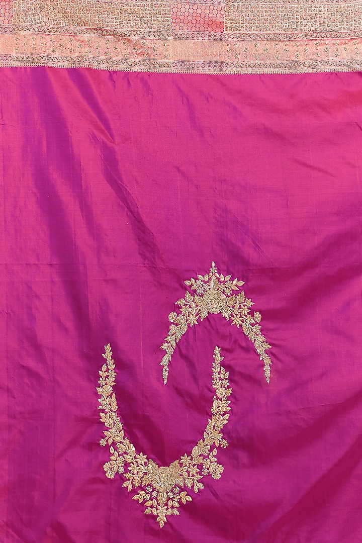 Wine Kanchivaram Embroidered Reception Saree by TATWAMM By Abhishek & Vinita at Pernia's Pop Up Shop