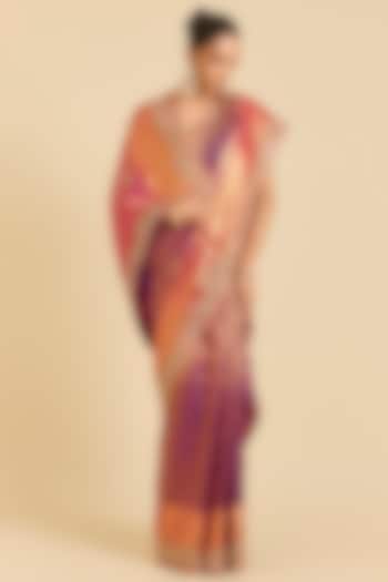 Purple Kanchivaram Embroidered Reception Saree by TATWAMM By Abhishek & Vinita at Pernia's Pop Up Shop