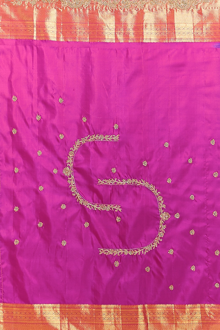 Purple Kanchivaram Embroidered Reception Saree by TATWAMM By Abhishek & Vinita at Pernia's Pop Up Shop
