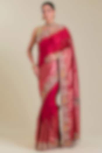 Pink Kanchivaram Embroidered Reception Saree by TATWAMM By Abhishek & Vinita at Pernia's Pop Up Shop