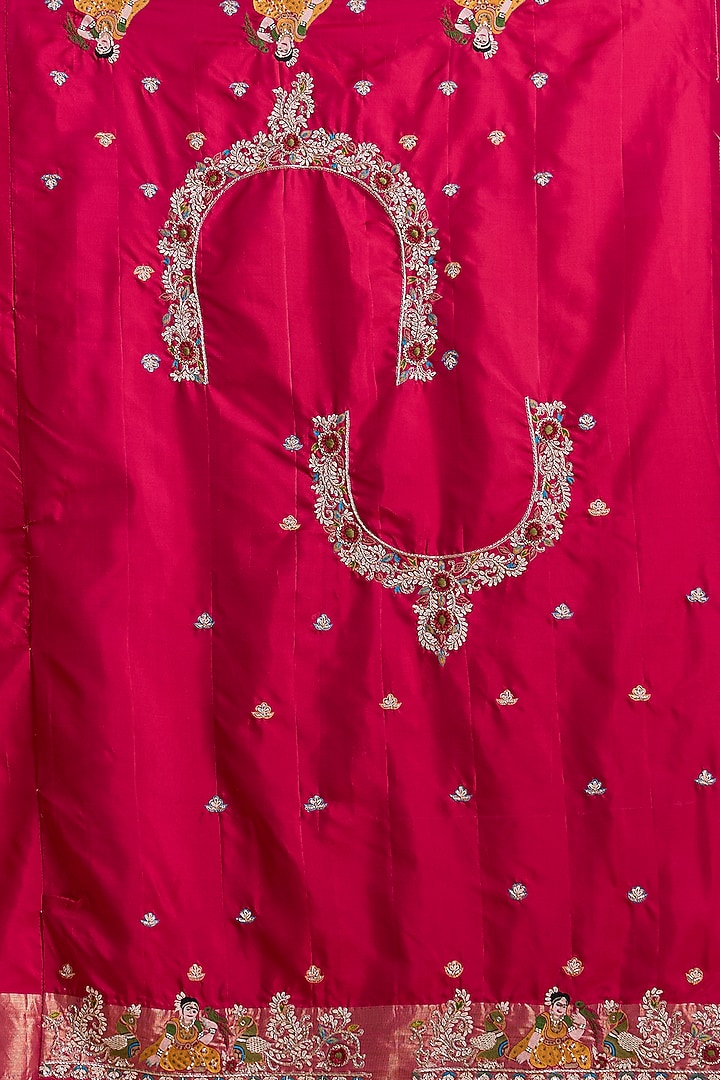 Pink Kanchivaram Embroidered Reception Saree by TATWAMM By Abhishek & Vinita at Pernia's Pop Up Shop