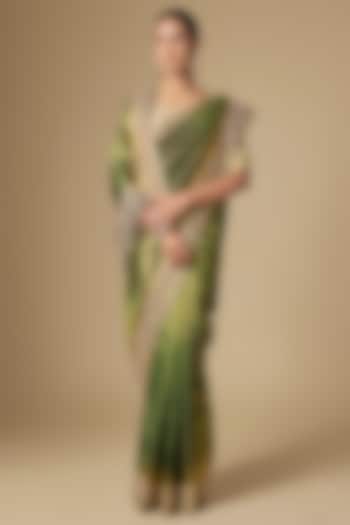 Green Kanchivaram Handwork Reception Saree Set by TATWAMM By Abhishek & Vinita at Pernia's Pop Up Shop