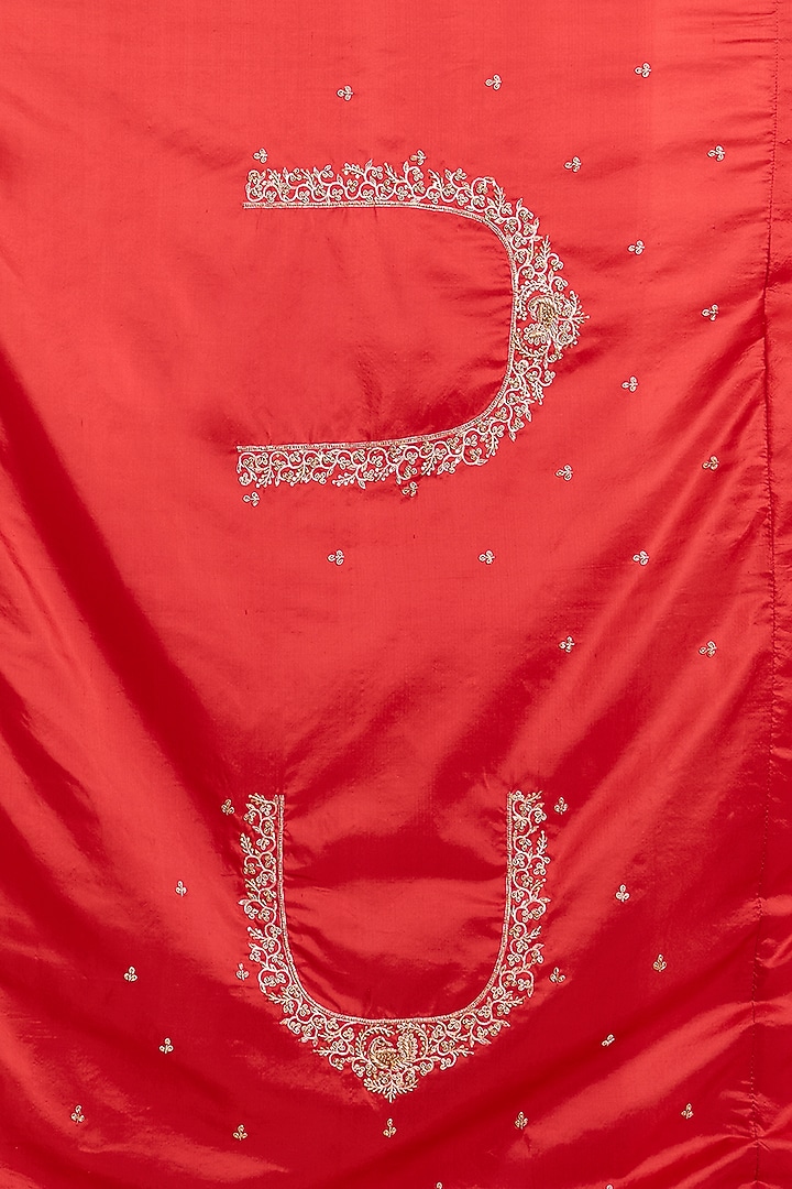 Red Banarasi Embroidered Reception Saree by TATWAMM By Abhishek & Vinita at Pernia's Pop Up Shop