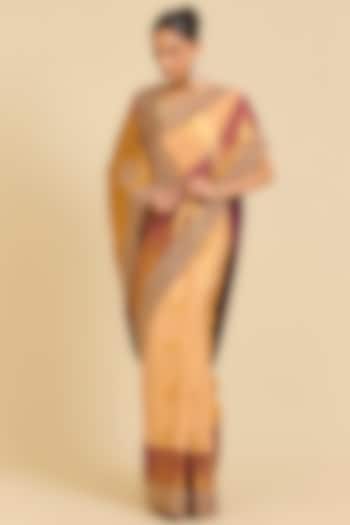 Gold Kanchivaram Embroidered Reception Saree by TATWAMM By Abhishek & Vinita at Pernia's Pop Up Shop