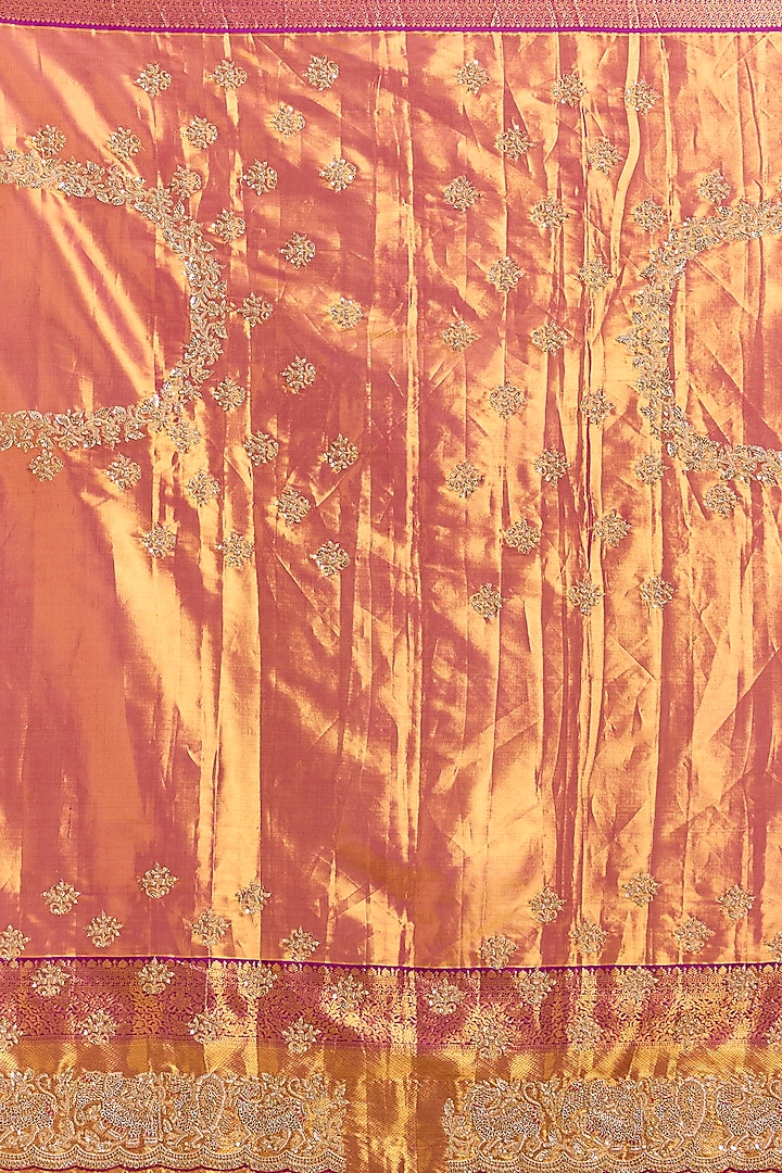 Gold Kanchivaram Embroidered Reception Saree by TATWAMM By Abhishek & Vinita at Pernia's Pop Up Shop