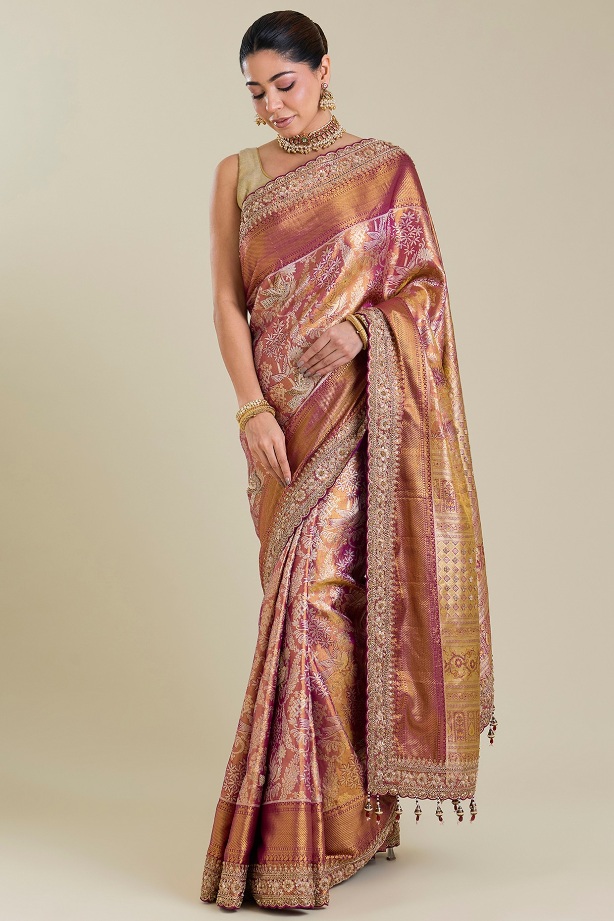 TATWAMM By Abhishek & Vinita Lilac Kanchivaram Embroidered Saree