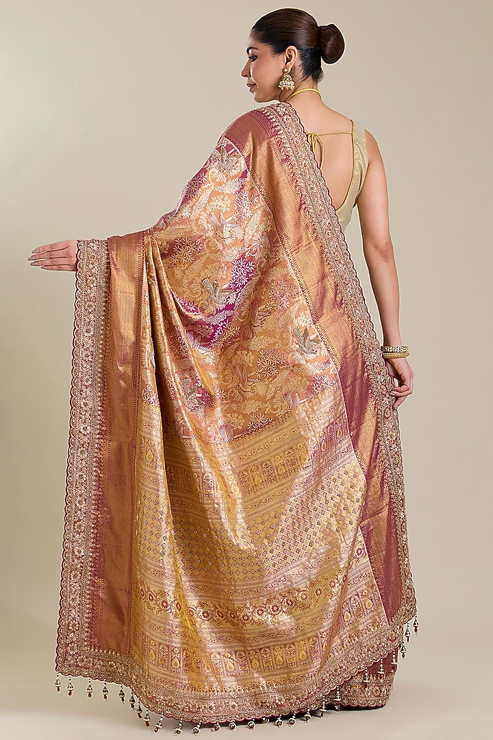 Lilac Kanchivaram Embroidered Reception Saree by TATWAMM By Abhishek & Vinita at Pernia's Pop Up Shop