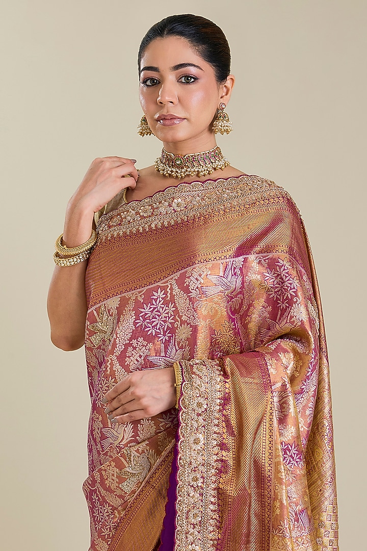 Lilac Kanchivaram Embroidered Reception Saree by TATWAMM By Abhishek & Vinita at Pernia's Pop Up Shop