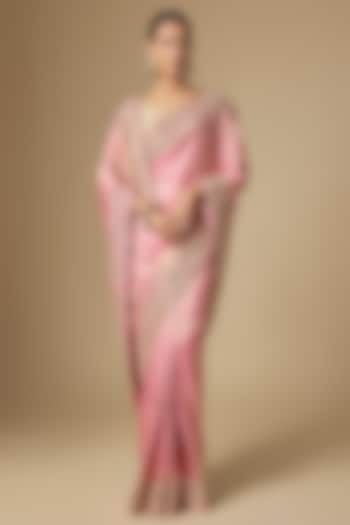 Pink Kanchivaram Handwork Reception Saree Set by TATWAMM By Abhishek & Vinita at Pernia's Pop Up Shop