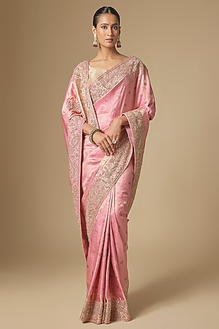 Pink Kanchivaram Handwork Saree Set by TATWAMM By Abhishek & Vinita