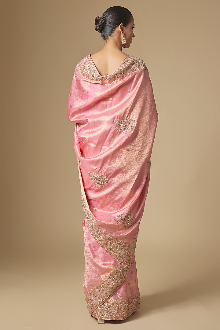 Pink Kanchivaram Handwork Reception Saree Set by TATWAMM By Abhishek & Vinita at Pernia's Pop Up Shop