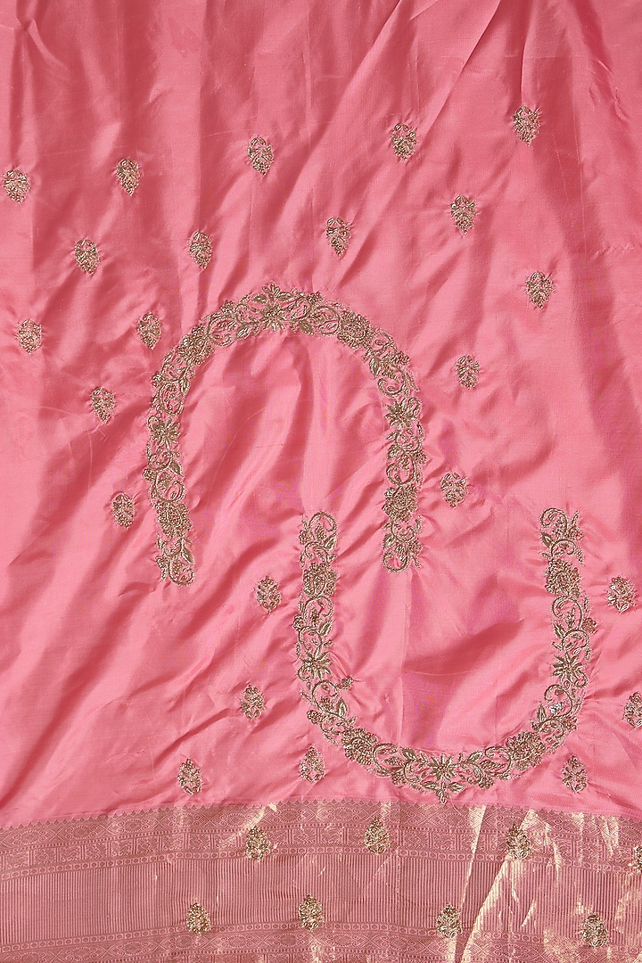 Pink Kanchivaram Handwork Reception Saree Set by TATWAMM By Abhishek & Vinita at Pernia's Pop Up Shop