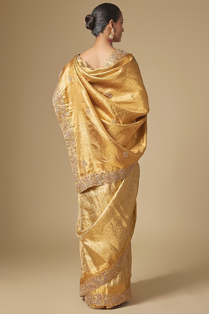 Gold Kanchivaram Handwork Wedding Saree Set by TATWAMM By Abhishek & Vinita at Pernia's Pop Up Shop