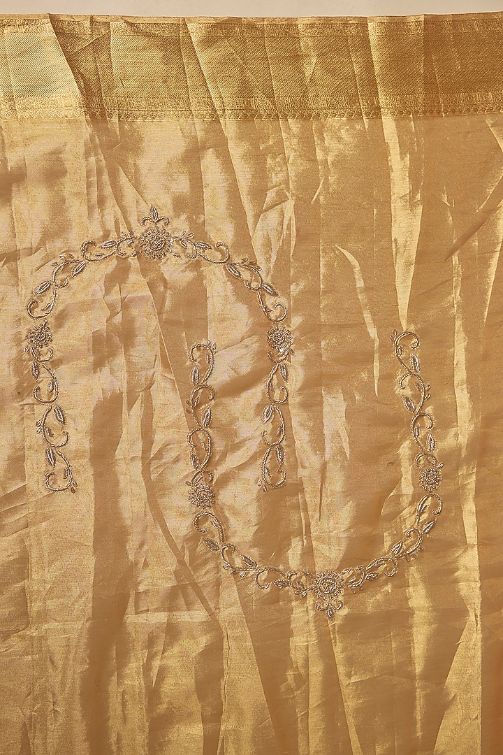 Gold Kanchivaram Handwork Wedding Saree Set by TATWAMM By Abhishek & Vinita at Pernia's Pop Up Shop