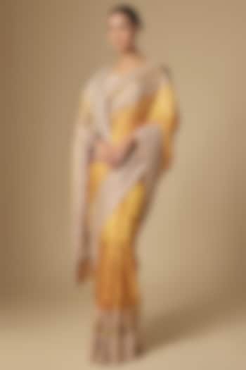 Gold Kanchivaram Tissue Handwork Bridal Saree Set by TATWAMM By Abhishek & Vinita at Pernia's Pop Up Shop