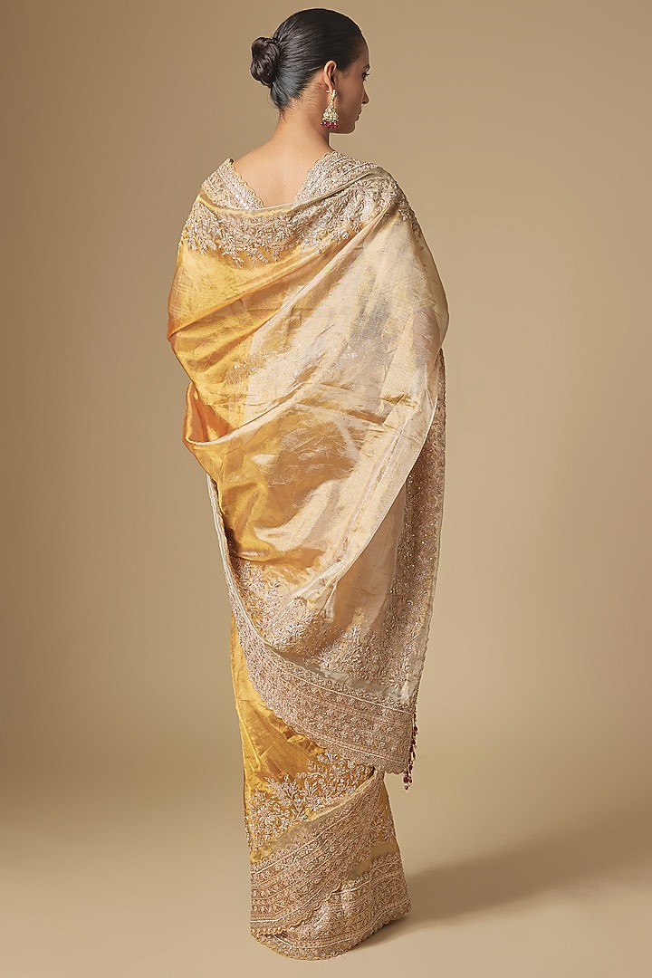 Gold Kanchivaram Tissue Handwork Bridal Saree Set by TATWAMM By Abhishek & Vinita at Pernia's Pop Up Shop