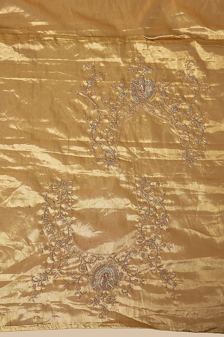 Gold Kanchivaram Handwork Reception Saree Set by TATWAMM By Abhishek & Vinita at Pernia's Pop Up Shop