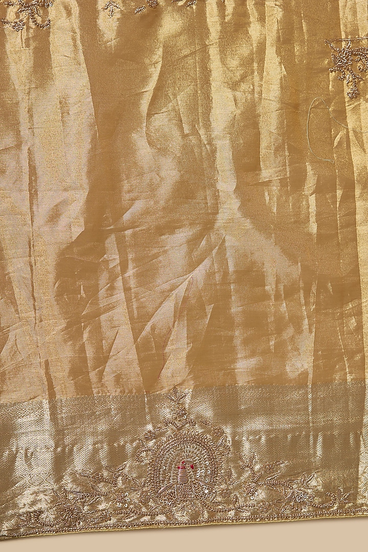 Gold Kanchivaram Handwork Reception Saree Set by TATWAMM By Abhishek & Vinita at Pernia's Pop Up Shop