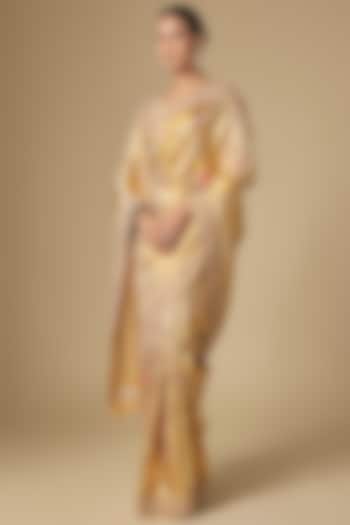 Gold Kanchivaram Handwork Reception Saree Set by TATWAMM By Abhishek & Vinita at Pernia's Pop Up Shop
