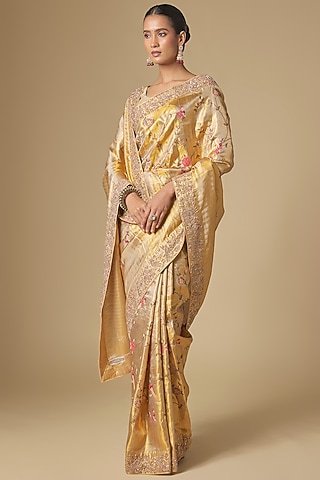 Gold Kanchivaram Handwork Saree Set by TATWAMM By Abhishek & Vinita