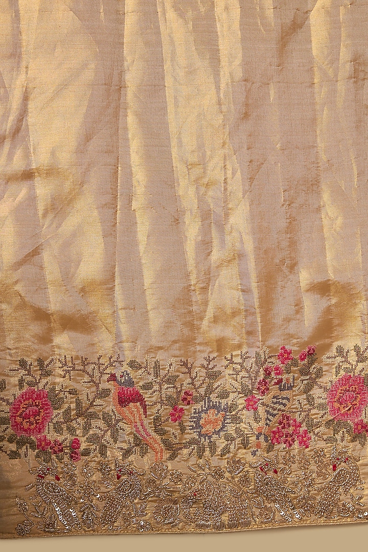 Gold Kanchivaram Handwork Reception Saree Set by TATWAMM By Abhishek & Vinita at Pernia's Pop Up Shop