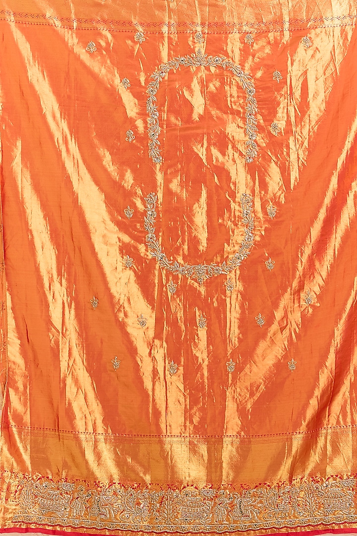 Gold Kanchivaram Embroidered Reception Saree by TATWAMM By Abhishek & Vinita at Pernia's Pop Up Shop