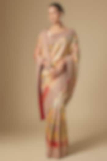 Gold Kanchivaram Handwork Reception Saree Set by TATWAMM By Abhishek & Vinita at Pernia's Pop Up Shop