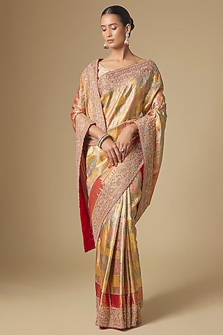 Gold Kanchivaram Handwork Saree Set by TATWAMM By Abhishek & Vinita