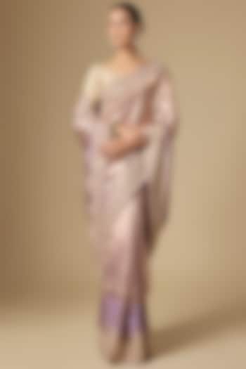 Lilac Kanchivaram Handwork Reception Saree Set by TATWAMM By Abhishek & Vinita at Pernia's Pop Up Shop