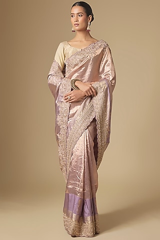 Lilac Kanchivaram Handwork Saree Set by TATWAMM By Abhishek & Vinita