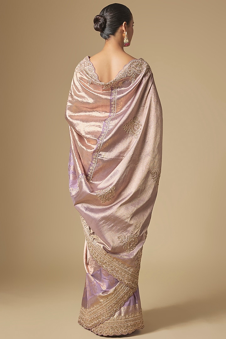 Lilac Kanchivaram Handwork Reception Saree Set by TATWAMM By Abhishek & Vinita at Pernia's Pop Up Shop