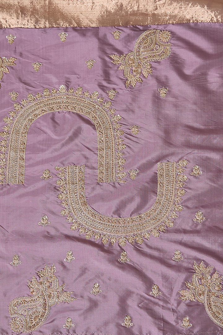 Lilac Kanchivaram Handwork Reception Saree Set by TATWAMM By Abhishek & Vinita at Pernia's Pop Up Shop