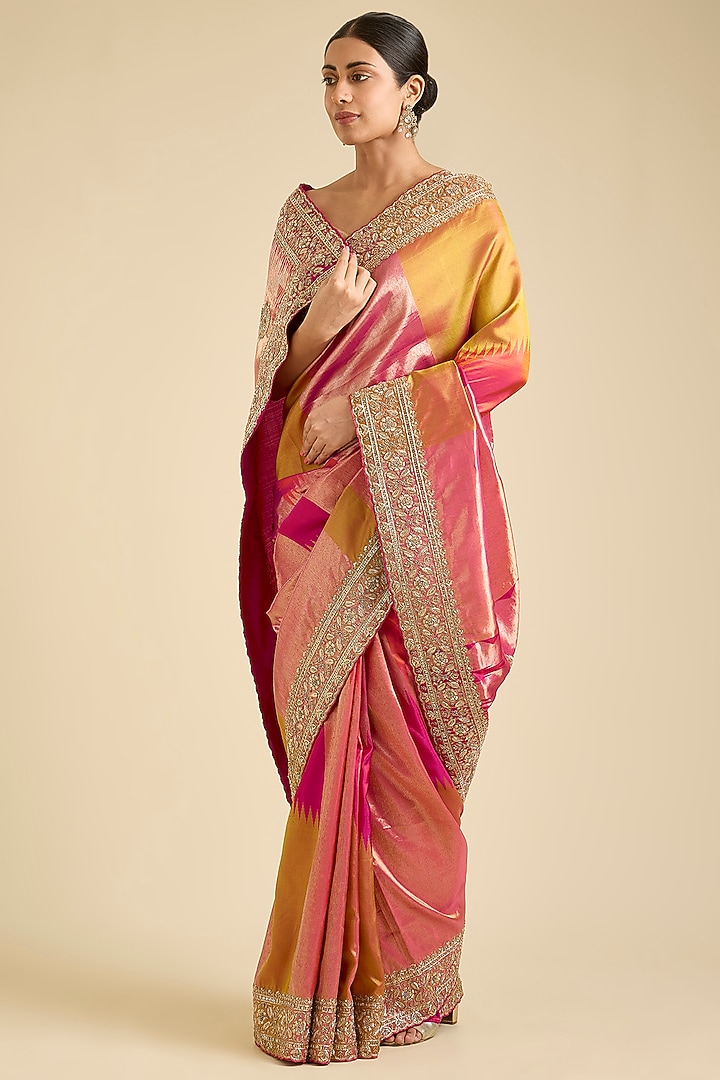 Pink Kanjivaram Silk Reception Saree by TATWAMM By Abhishek & Vinita at Pernia's Pop Up Shop