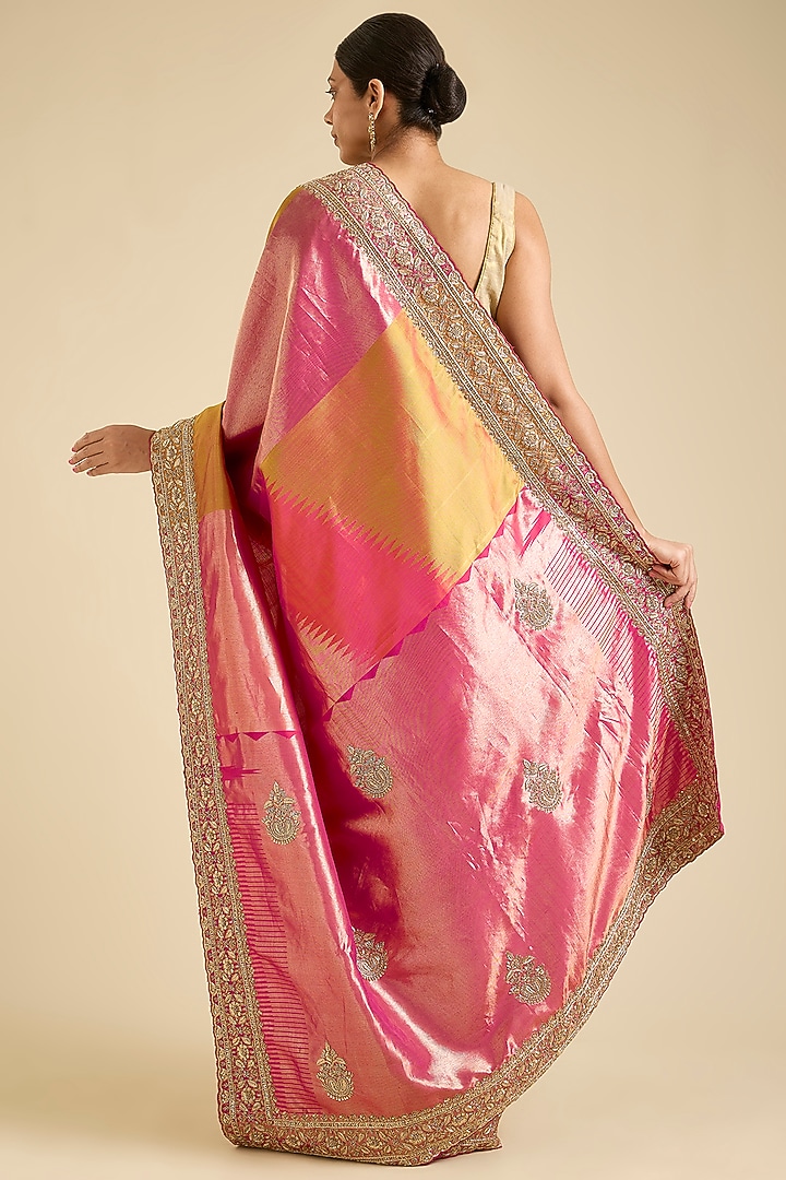 Pink Kanjivaram Silk Reception Saree by TATWAMM By Abhishek & Vinita at Pernia's Pop Up Shop