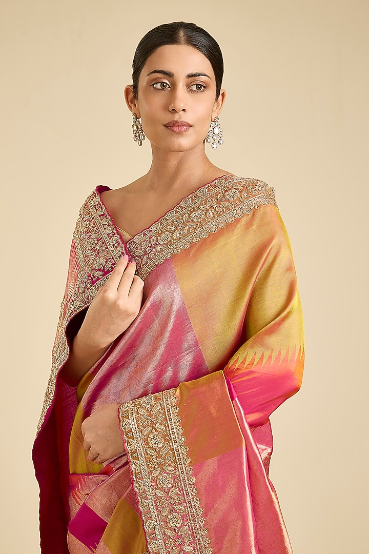 Pink Kanjivaram Silk Reception Saree by TATWAMM By Abhishek & Vinita at Pernia's Pop Up Shop