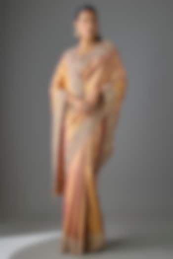 Pink Silk Zardosi Work Kanjivaram Reception Saree Set by TATWAMM Couture at Pernia's Pop Up Shop