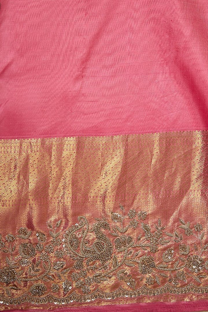 Pink Kanjivaram Zardosi Work Reception Saree Set by TATWAMM By Abhishek & Vinita at Pernia's Pop Up Shop