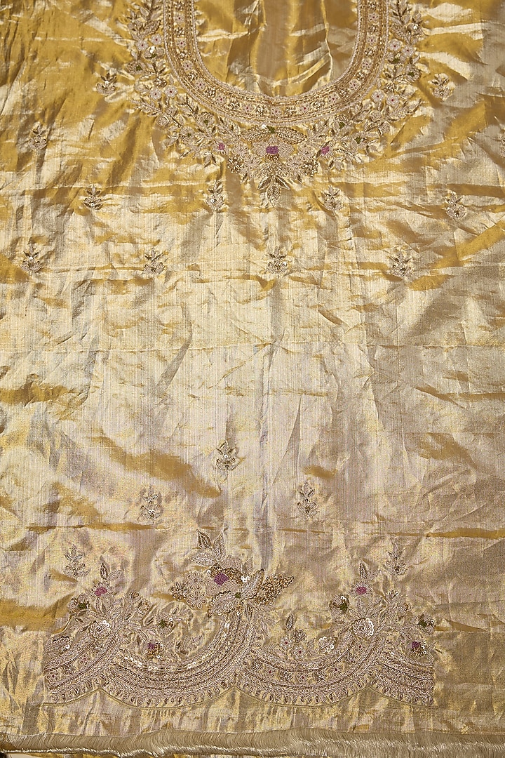 Gold Tissue Zardosi Work Reception Saree Set by TATWAMM By Abhishek & Vinita at Pernia's Pop Up Shop